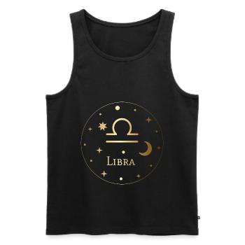 Libra - Waage - Sternzeichen - Horoskop - Männer Premium Bio Tank Top - Schwarz - Vorne - AI Model Male 178 light (178cm)