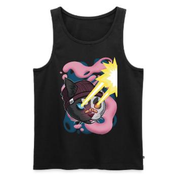 Laser beam cat - Men's Premium Organic Tank Top - black - Front - AI Model Male 178 light (178cm)