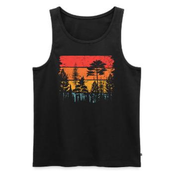 In the woods at sunrise - Men's Premium Organic Tank Top - black - Front - AI Model Male 178 light (178cm)