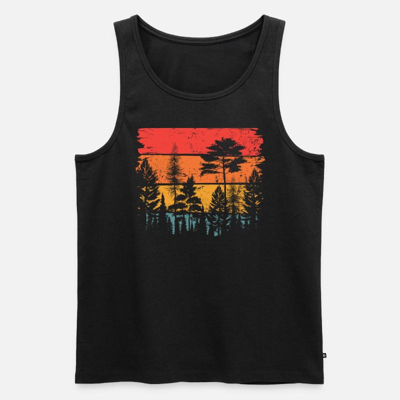 Im Wald bei Sonnenaufgang - Männer Premium Bio Tank Top - Schwarz