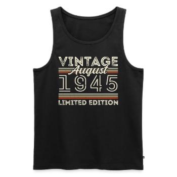 Août 1945 Légende depuis Août 1945 Millésime 1945 - Débardeur bio Premium Homme - noir - Devant - Michal (187cm)