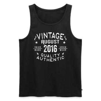August 2016 Birthday Gift August 2016 Retro - Men's Premium Organic Tank Top - black - Front - Michal (187cm)