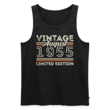 Août 1955 Légende depuis août 1955 Millésime 1955 - Débardeur bio Premium Homme - noir - Devant - AI Model Male 178 light (178cm)