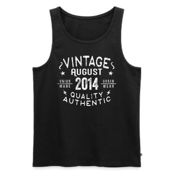 August 2014 Geburtstagsgeschenk August 2014 Retro - Männer Premium Bio Tank Top - Schwarz - Vorne - Michal (187cm)