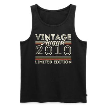 August 2010 Legend since August 2010 Vintage 2010 - Men's Premium Organic Tank Top - black - Front - AI Model Male 178 light (178cm)