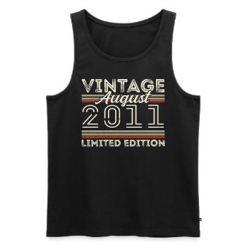 August 2011 Legend since August 2011 Vintage 2011 - Men's Premium Organic Tank Top - black - Front - AI Model Male 178 light (178cm)