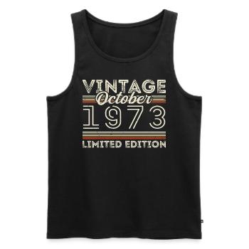 Oktober 1973 Geburtstag October 1973 Birthday Gift - Männer Premium Bio Tank Top - Schwarz - Vorne - Michal (187cm)