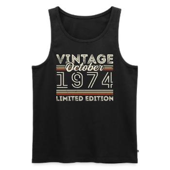 Oktober 1974 Geburtstag October 1974 Birthday Gift - Men's Premium Organic Tank Top - black - Front - Michal (187cm)