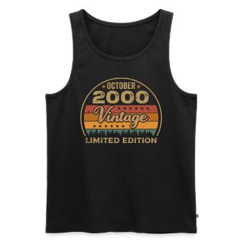 Vintage October 2000 Birthday Gift - 2000 - Men's Premium Organic Tank Top - black - Front - Michal (187cm)