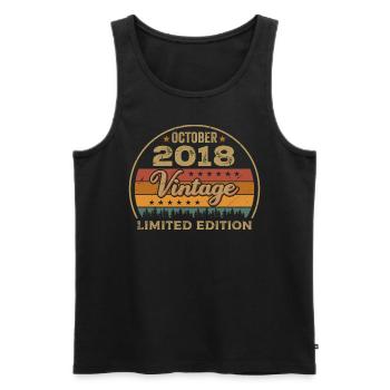 Vintage October 2018 Birthday Gift - 2018 - Men's Premium Organic Tank Top - black - Front - AI Model Male 178 light (178cm)