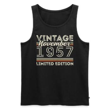 Jahrgang November 1957 Geburtstag November 1957 - Männer Premium Bio Tank Top - Schwarz - Vorne - AI Model Male 178 light (178cm)