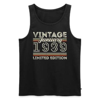 Januar 1989 Jahrgang 1989 - Geburtstag Januar 1989 - Männer Premium Bio Tank Top - Schwarz - Vorne - Michal (187cm)