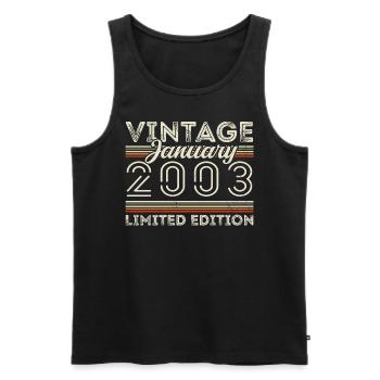 Januar 2003 Jahrgang 2003 - Geburtstag Januar 2003 - Männer Premium Bio Tank Top - Schwarz - Vorne - AI Model Male 178 light (178cm)