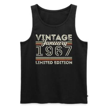 Januar 1967 Jahrgang 1967 - Geburtstag Januar 1967 - Männer Premium Bio Tank Top - Schwarz - Vorne - AI Model Male 178 light (178cm)