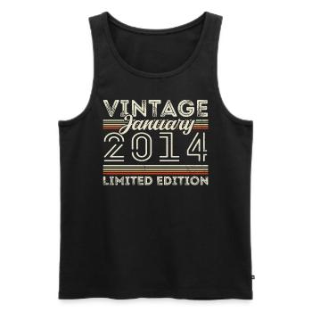 Januar 2014 Jahrgang 2014 - Geburtstag Januar 2014 - Männer Premium Bio Tank Top - Schwarz - Vorne - AI Model Male 178 light (178cm)
