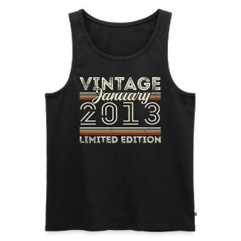 January 2013 Vintage 2013 - Birthday January 2013 - Men's Premium Organic Tank Top - black - Front - AI Model Male 178 light (178cm)