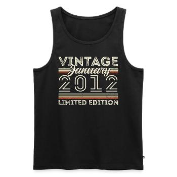 January 2012 Vintage 2012 - Birthday January 2012 - Men's Premium Organic Tank Top - black - Front - AI Model Male 178 light (178cm)