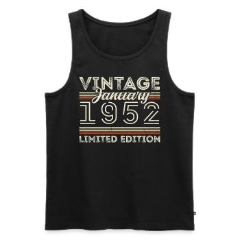 Januar 1952 Jahrgang 1952 - Geburtstag Januar 1952 - Männer Premium Bio Tank Top - Schwarz - Vorne - AI Model Male 178 light (178cm)