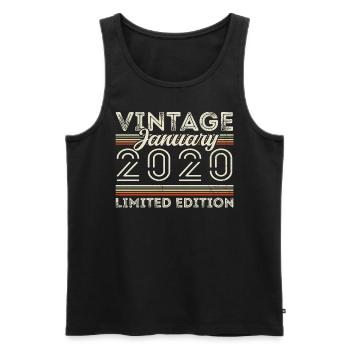 Januar 2020 Jahrgang 2020 - Geburtstag Januar 2020 - Männer Premium Bio Tank Top - Schwarz - Vorne - AI Model Male 178 light (178cm)