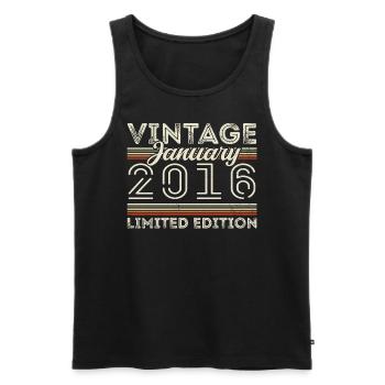Januar 2016 Jahrgang 2016 - Geburtstag Januar 2016 - Männer Premium Bio Tank Top - Schwarz - Vorne - AI Model Male 178 light (178cm)