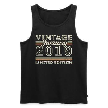 Januar 2019 Jahrgang 2019 - Geburtstag Januar 2019 - Männer Premium Bio Tank Top - Schwarz - Vorne - AI Model Male 178 light (178cm)