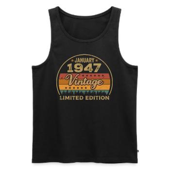 Legends were born in January 1947,January 1947 - Men's Premium Organic Tank Top - black - Front - Michal (187cm)