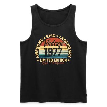 Retro 1977 Vintage Birthday 1977 Gift 1977 - Men's Premium Organic Tank Top - black - Front - AI Model Male 178 light (178cm)