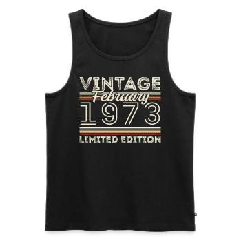 February 1973 Anniversary Gift - February 1973 - Men's Premium Organic Tank Top - black - Front - Michal (187cm)