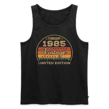 February 1985, Jubilee 1985, Legends February 1985 - Men's Premium Organic Tank Top - black - Front - Michal (187cm)