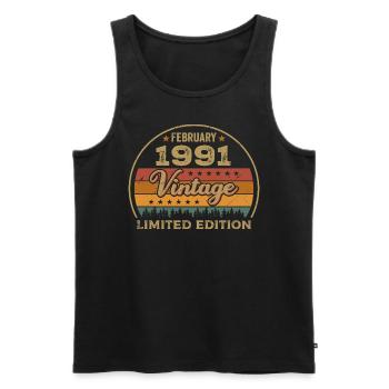Februar 1991, Jubiläum 1991, Legenden Februar 1991 - Männer Premium Bio Tank Top - Schwarz - Vorne - AI Model Male 178 light (178cm)