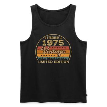 February 1975, Jubilee 1975, Legends February 1975 - Men's Premium Organic Tank Top - black - Front - Michal (187cm)