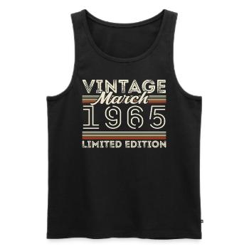 Mars 1965 Vintage 1965 Cadeau d’anniversaire Mars - Débardeur bio Premium Homme - noir - Devant - Michal (187cm)