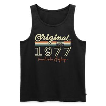 Original 1977 Vintage 1977 Birthday Retro 1977 - Men's Premium Organic Tank Top - black - Front - AI Model Male 178 light (178cm)