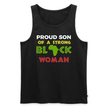 Proud Son of Strong Black Woman - Men's Premium Organic Tank Top - black - Front - Michal (187cm)