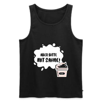 "Aber bitte mit Sahne!" - Udo Jürgens Geschenk - Männer Premium Bio Tank Top - Schwarz - Vorne - Michal (187cm)