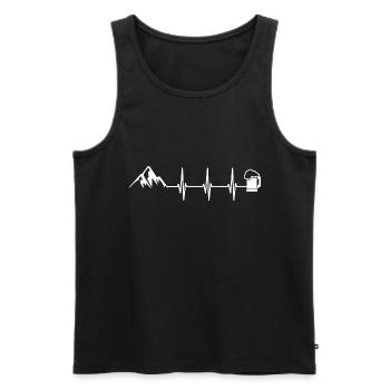 Berge Bier Herzschlag - Männer Premium Bio Tank Top - Schwarz - Vorne - Michal (187cm)