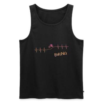 biking Herzschlag bike heartbeat - Männer Premium Bio Tank Top - Schwarz - Vorne - Michal (187cm)