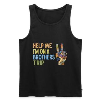Geschwister Ich Bin Auf Einer Brüderreise - Männer Premium Bio Tank Top - Schwarz - Vorne - Michal (187cm)