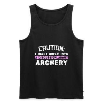 Caution: I might break into a discussion about Ar - Männer Premium Bio Tank Top - Schwarz - Vorne - Michal (187cm)