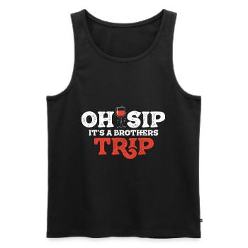 Geschwister Oh Sip Its A Brothers Trip - Men's Premium Organic Tank Top - black - Front - Michal (187cm)