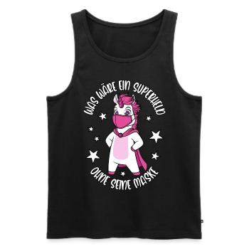 Einhorn Was wäre ein Superheld ohne seine Maske - Männer Premium Bio Tank Top - Schwarz - Vorne - Michal (187cm)