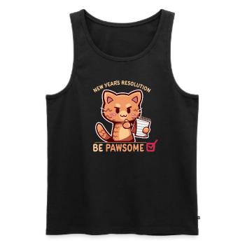 New Years Resolution is to Be Pawsome - Men's Premium Organic Tank Top - black - Front - AI Model Male 178 light (178cm)