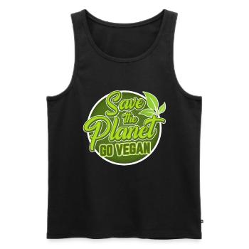 Save the Planet, go Vegan / Gesund, Nachnachhaltig - Men's Premium Organic Tank Top - black - Front - Michal (187cm)