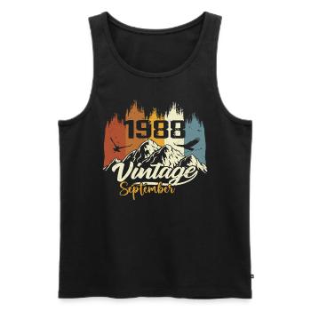 Legends Were Born In September 1988 Vintage 1988 - Männer Premium Bio Tank Top - Schwarz - Vorne - Michal (187cm)