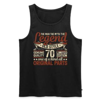 70 Jahre alt, Legenden 1954 Jahrgang 1954 Jubiläum - Männer Premium Bio Tank Top - Schwarz - Vorne - Michal (187cm)