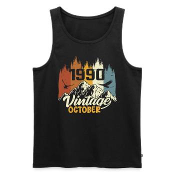 Born October 1990 - Birthday October 1990 - Men's Premium Organic Tank Top - black - Front - AI Model Male 178 light (178cm)