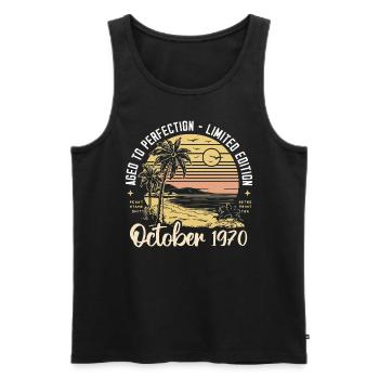 Born in October 1970 Legendary since October 1970 - Men's Premium Organic Tank Top - black - Front - Michal (187cm)