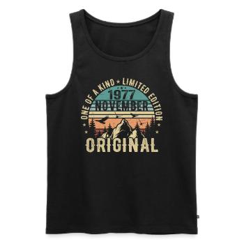 November 1977 Birthday Gift - November 1977 - Men's Premium Organic Tank Top - black - Front - AI Model Male 178 light (178cm)