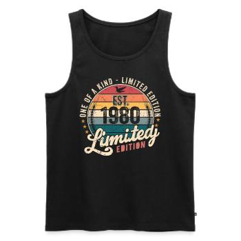 geburtstagsgeschenk 1980 Jahrgang 1980 Retro 1980 - Männer Premium Bio Tank Top - Schwarz - Vorne - AI Model Male 178 light (178cm)