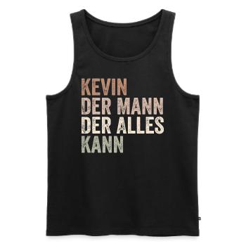 Kevin L’homme qui sait tout Prénom Kevin - Débardeur bio Premium Homme - noir - Devant - AI Model Male 178 light (178cm)